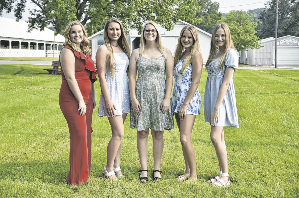 The 2021 Jackson County Fair queen contestants include from left, Avery Koch, Ashley Schroer, Jaden Begley, Abby Schmidt and Maggie Newkirk Mitchell Banks | The Tribune 